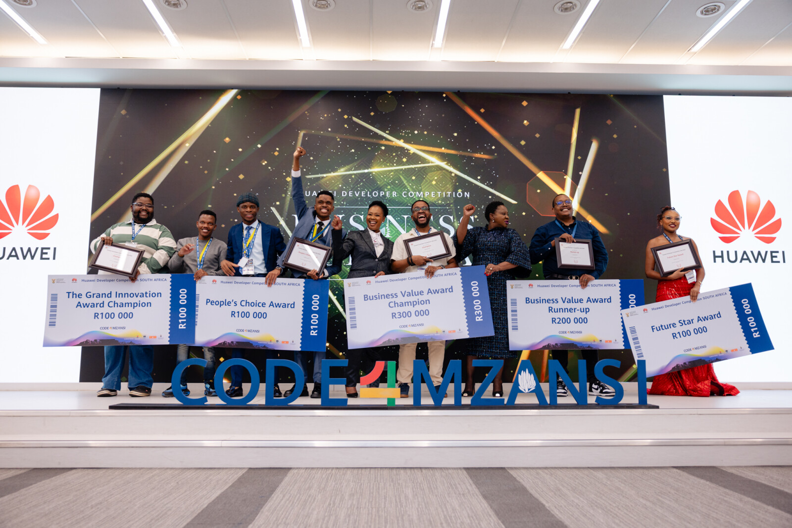 The winners at the Huawei Developer Competition, Code4Mzansi