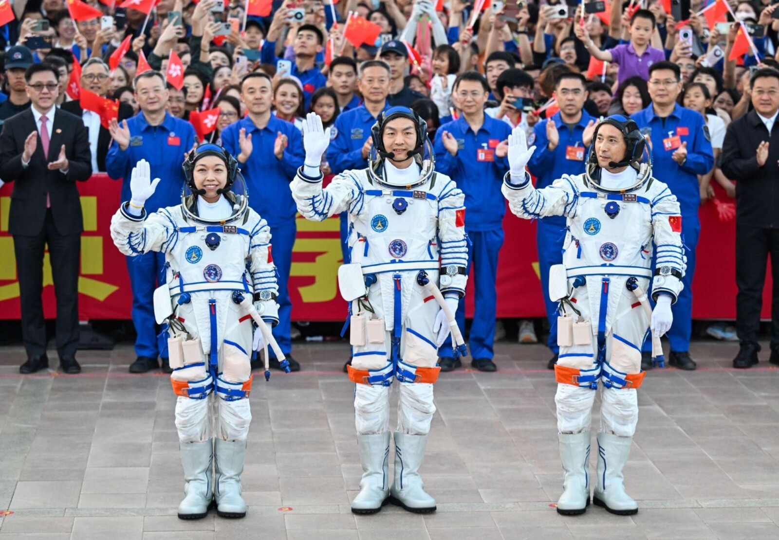 Dr Lai Ka-ying (left) made history by becoming the first Hong Kong astronaut to blast off into space aboard the Shenzhou-23 manned spaceship.