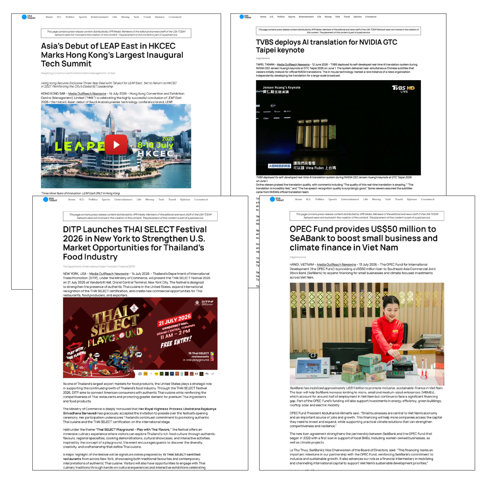 Guaranteed news postings on USA Today