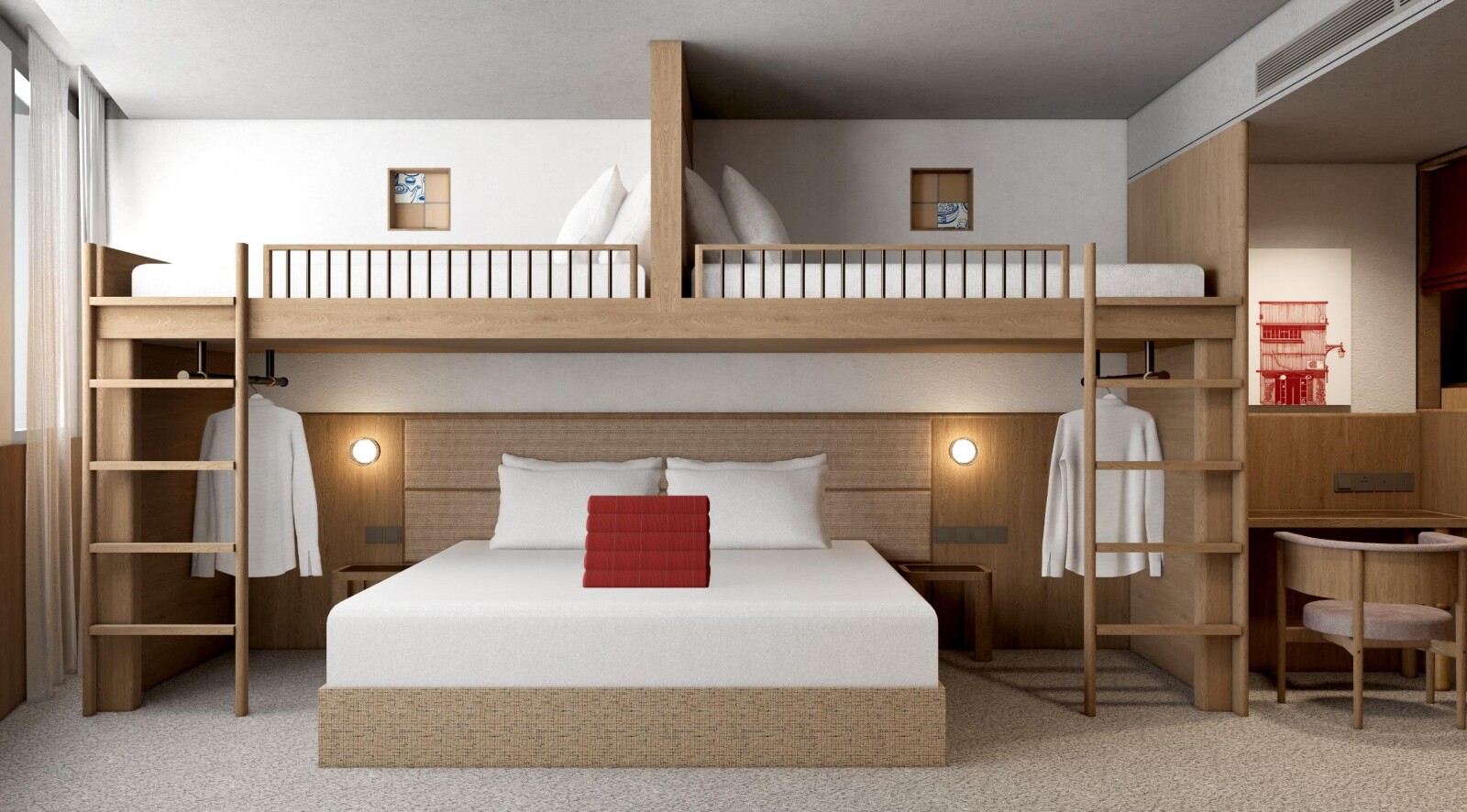 The bunk room at ASAI Hat Yai is designed to provide flexible, comfortable accommodation for families and groups of friends.